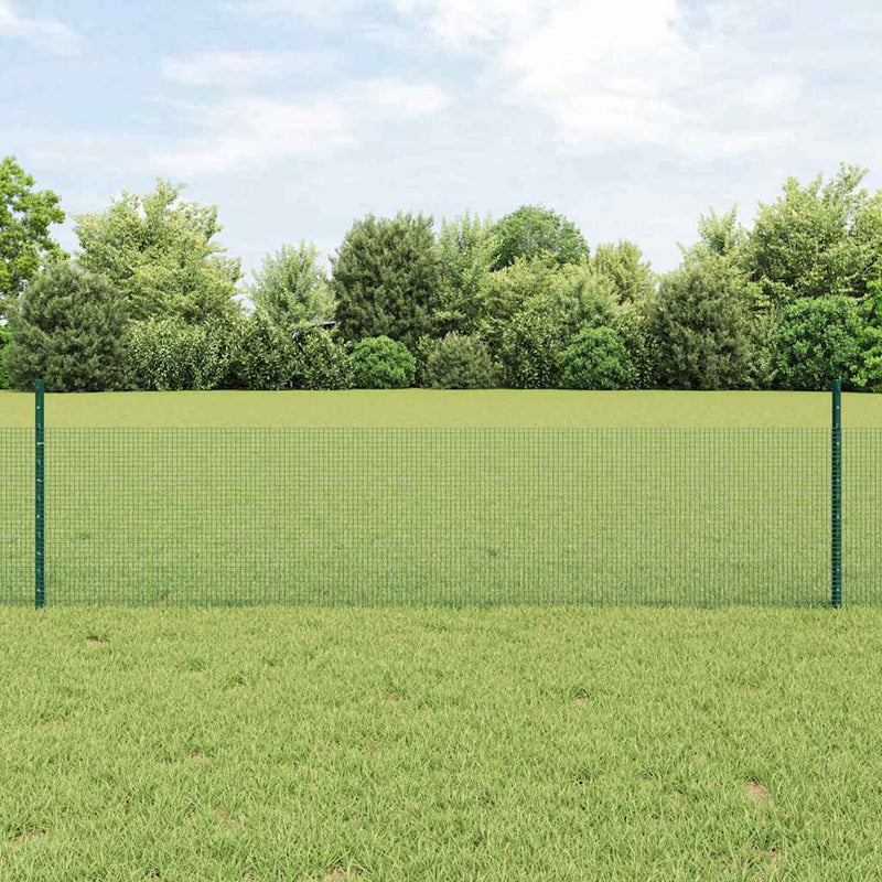 vidaXL Kerítés oszlopokkal Zöld 0.5 x 10 m Acél