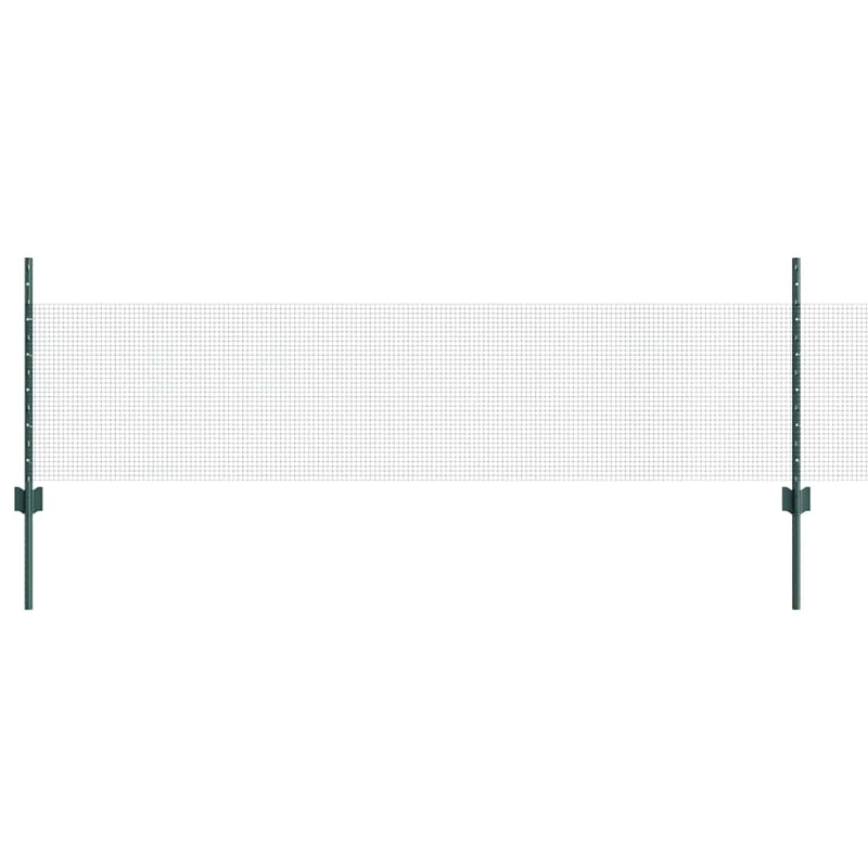 vidaXL Kerítés oszlopokkal Zöld 0.5 x 10 m Acél