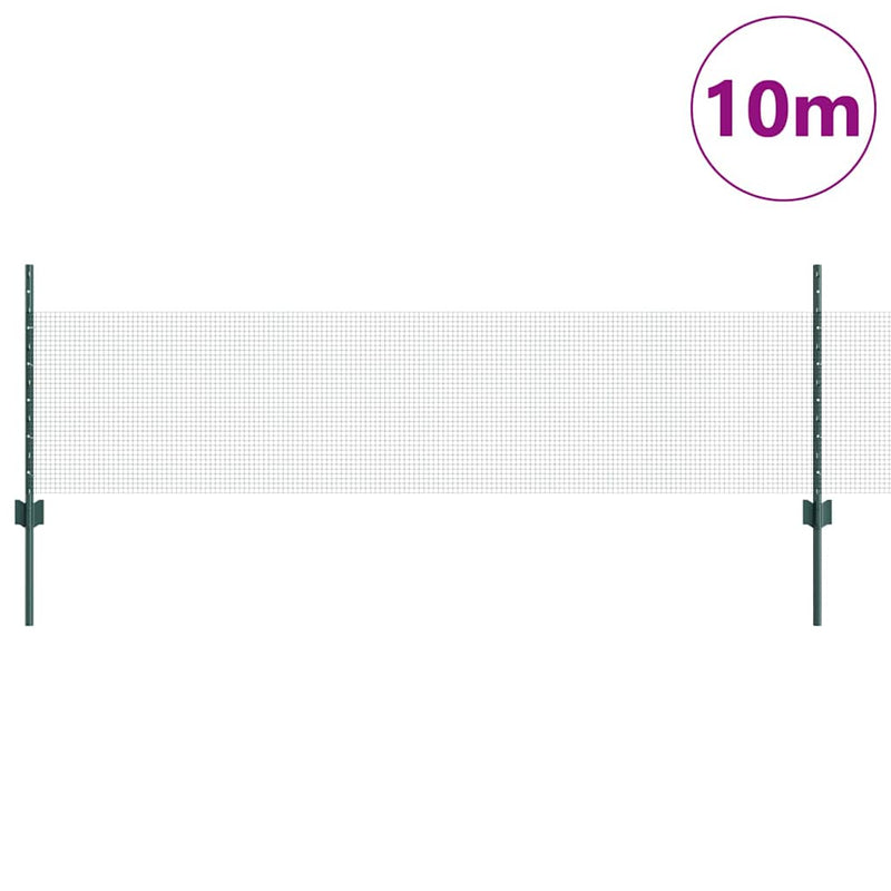 vidaXL Kerítés oszlopokkal Zöld 0.5 x 10 m Acél