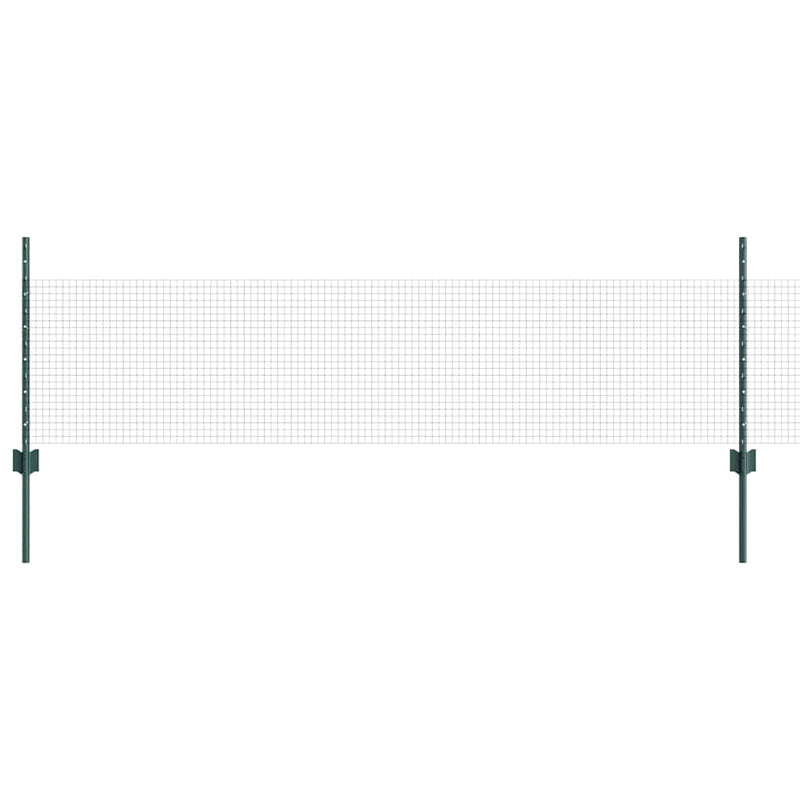 vidaXL Kerítés oszlopokkal Zöld 0.5 x 10 m Acél