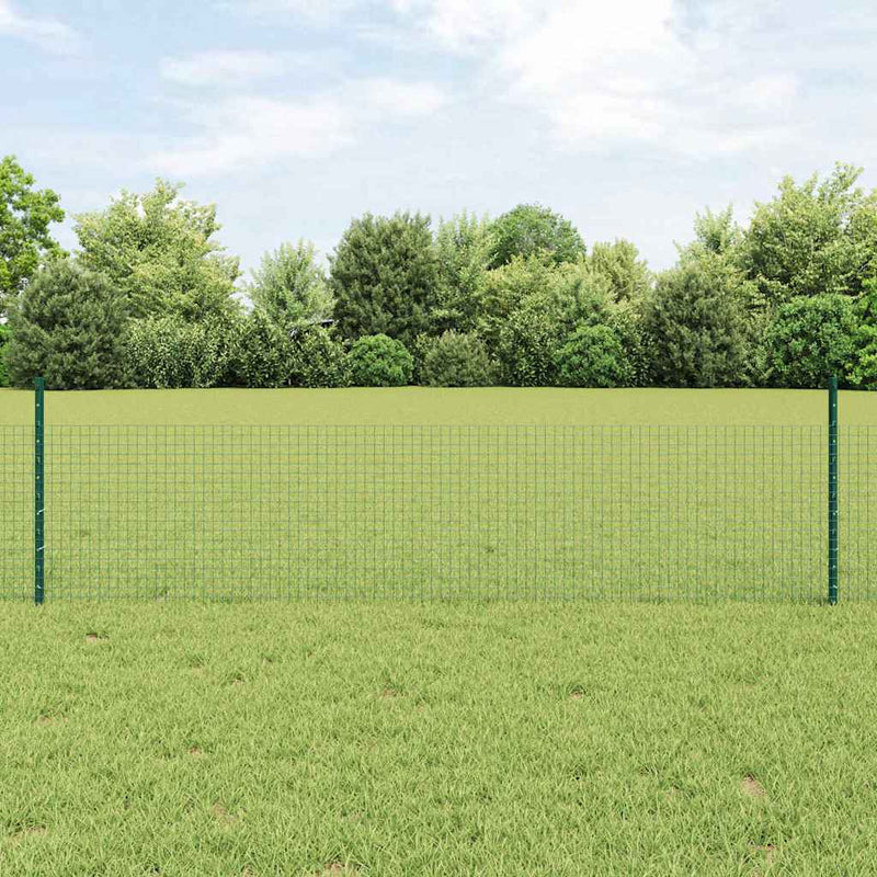 vidaXL Kerítés oszlopokkal Zöld 0.5 x 10 m Acél
