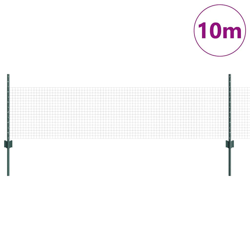 vidaXL Kerítés oszlopokkal Zöld 0.5 x 10 m Acél