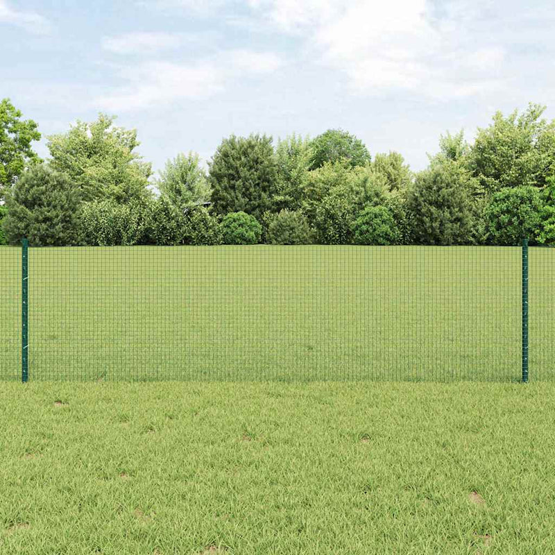 vidaXL Kerítés oszlopokkal Zöld 0,6 x 10 m Acél