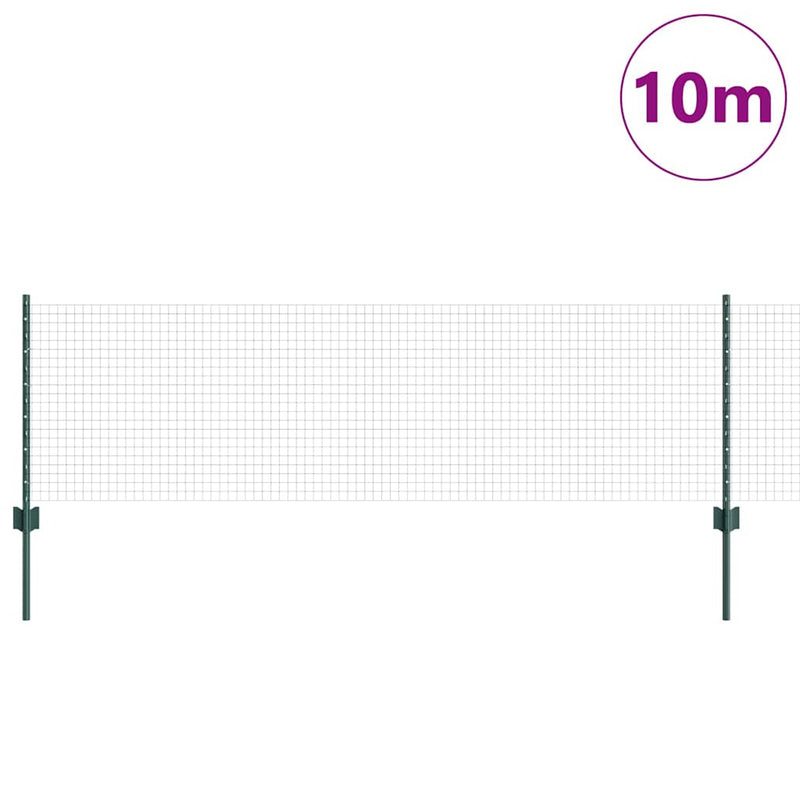 vidaXL Kerítés oszlopokkal Zöld 0,6 x 10 m Acél