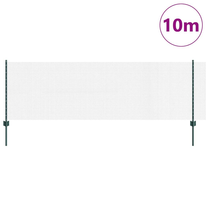 vidaXL Kerítés oszlopokkal Zöld 0.8 x 10 m Acél