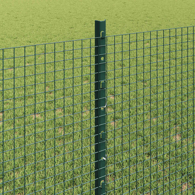 vidaXL Kerítés oszlopokkal Zöld 0.8 x 10 m Acél