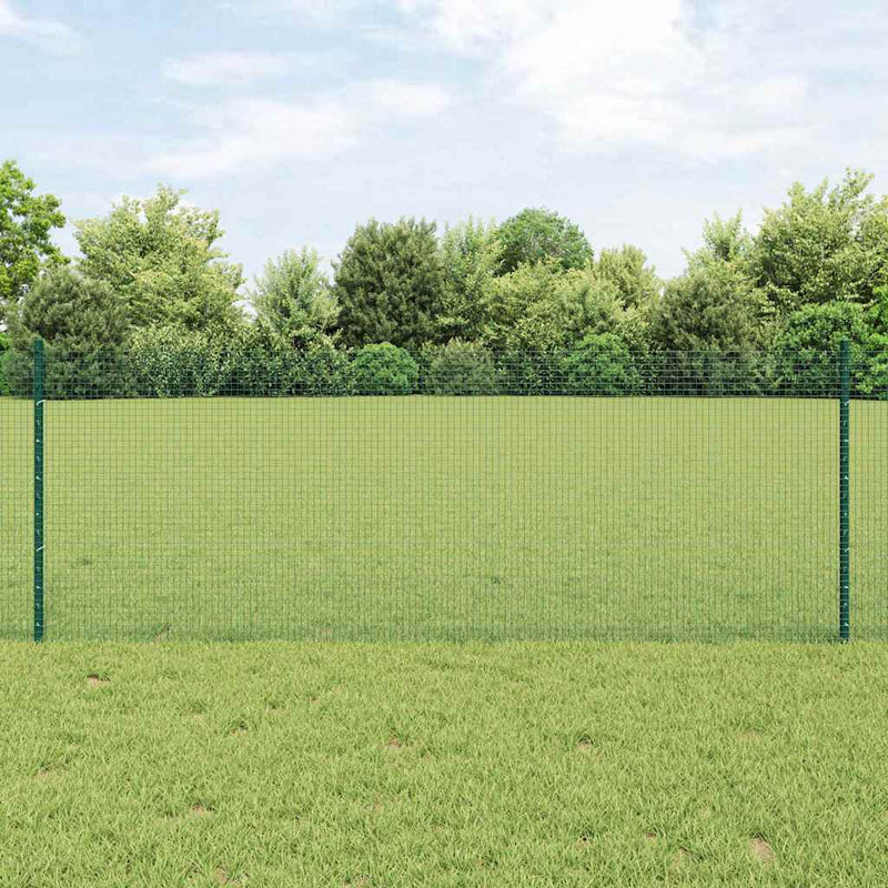 vidaXL Kerítés oszlopokkal Zöld 0.8 x 10 m Acél