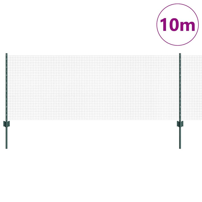 vidaXL Kerítés oszlopokkal Zöld 0.8 x 10 m Acél
