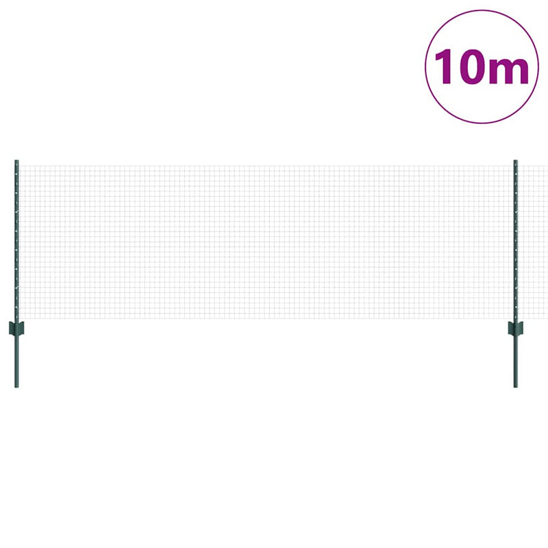 vidaXL Kerítés oszlopokkal Zöld 0.8 x 10 m Acél