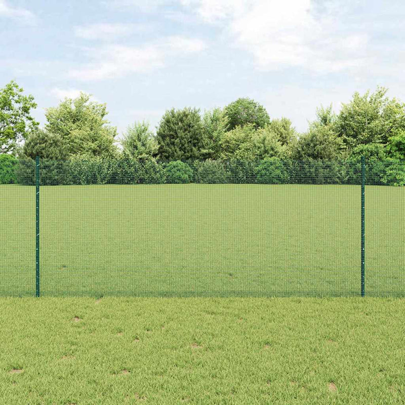 vidaXL Kerítés oszlopokkal Zöld 1 x 10 m Acél