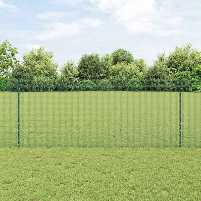 vidaXL Kerítés oszlopokkal Zöld 1 x 10 m Acél
