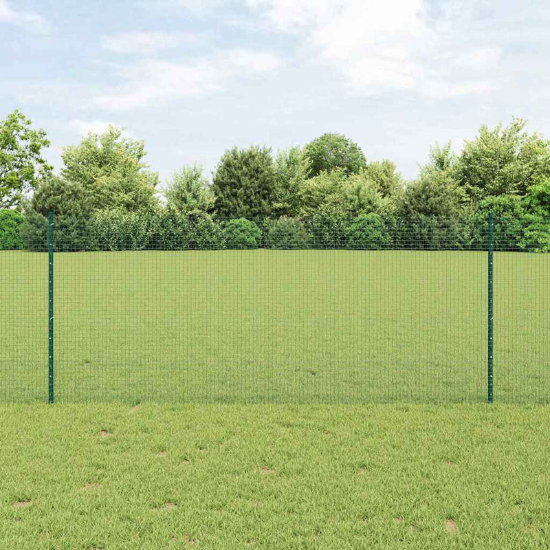 vidaXL Kerítés oszlopokkal Zöld 1 x 10 m Acél