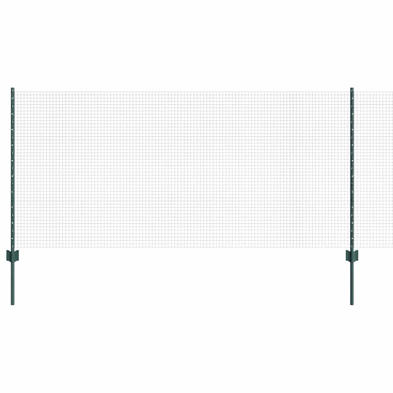 vidaXL Kerítés oszlopokkal Zöld 1 x 10 m Acél