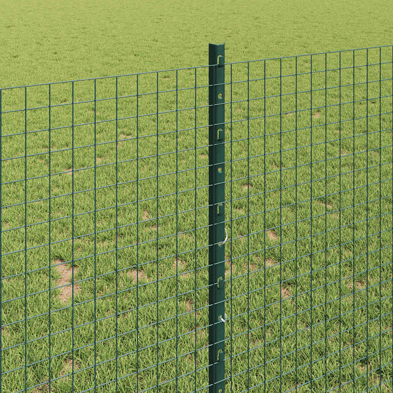 vidaXL Kerítés oszlopokkal Zöld 1 x 10 m Acél