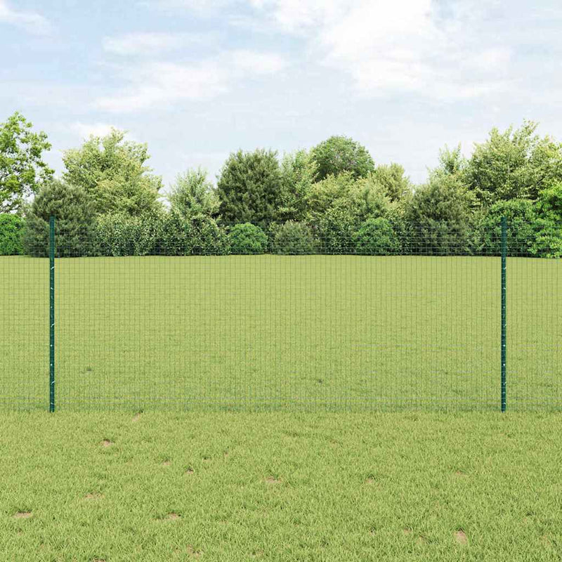 vidaXL Kerítés oszlopokkal Zöld 1 x 10 m Acél