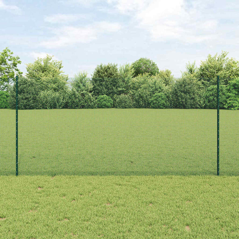 vidaXL Kerítés oszlopokkal Zöld 1.2 x 10 m Acél