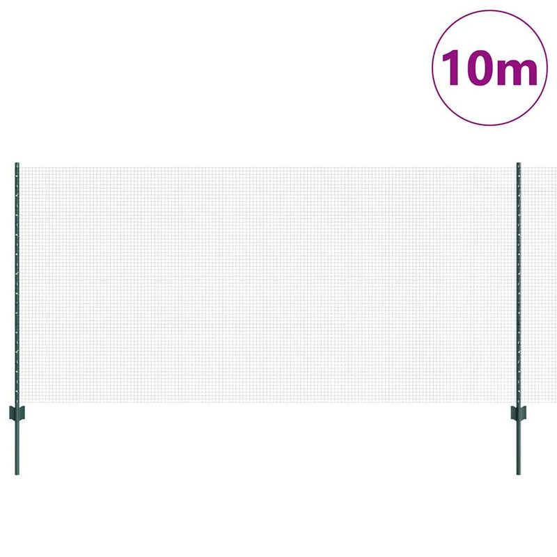 vidaXL Kerítés oszlopokkal Zöld 1.2 x 10 m Acél