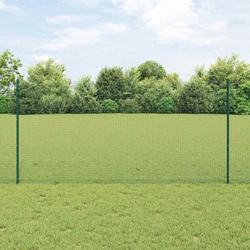 vidaXL Kerítés oszlopokkal Zöld 1.2 x 10 m Acél