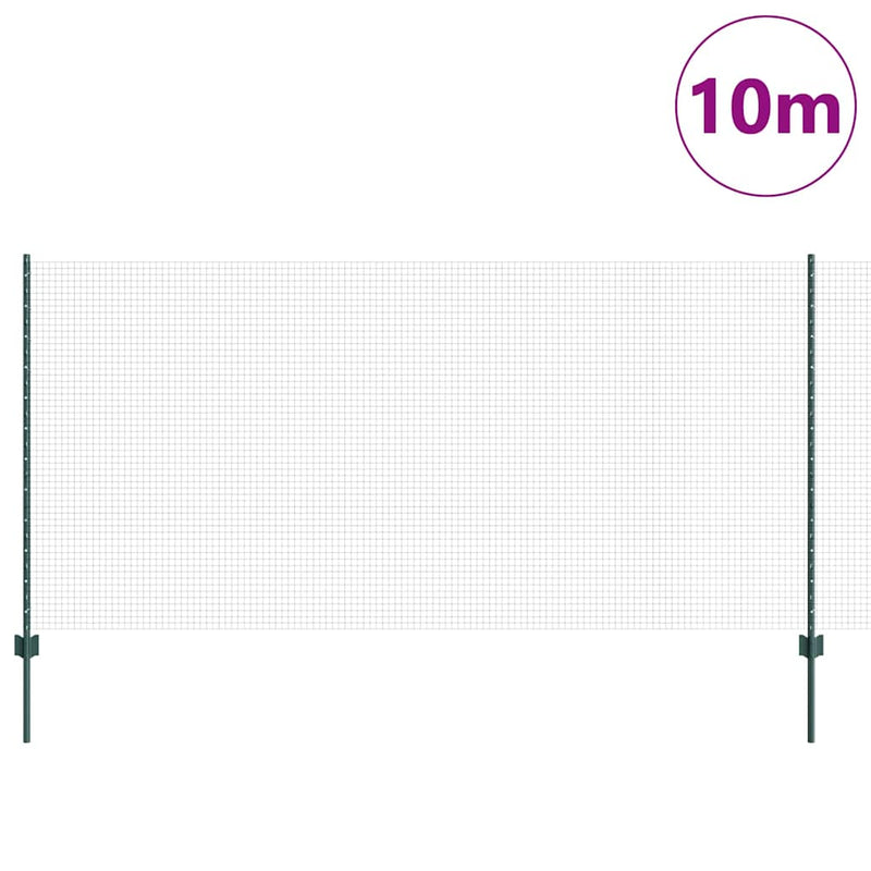 vidaXL Kerítés oszlopokkal Zöld 1.2 x 10 m Acél