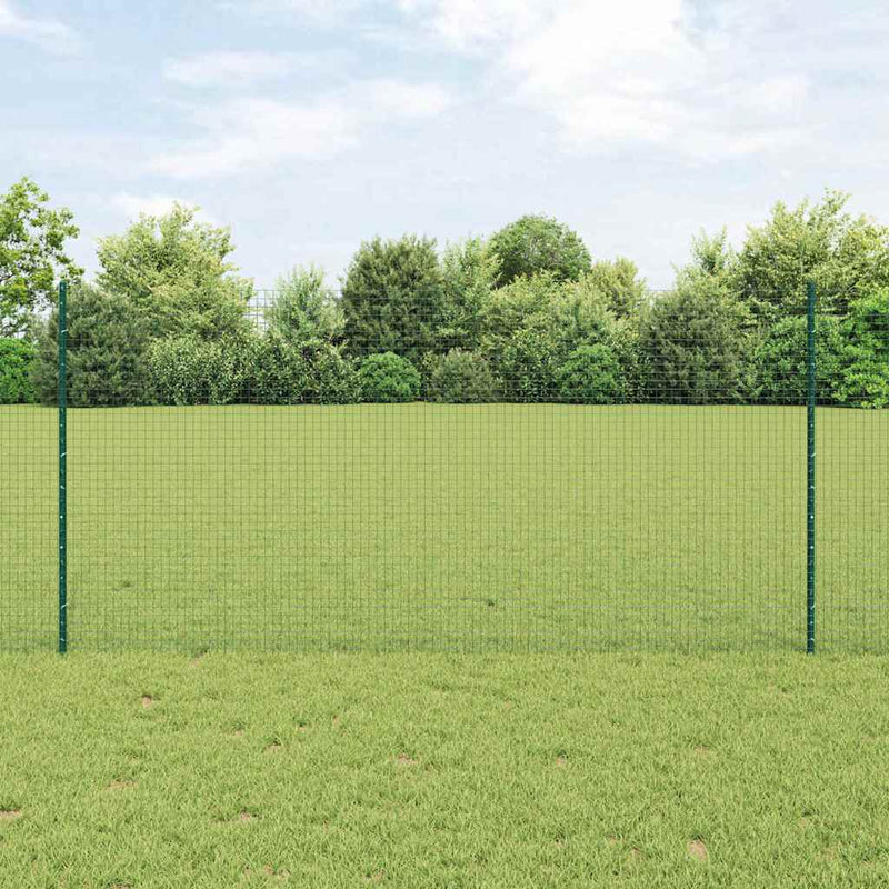 vidaXL Kerítés oszlopokkal Zöld 1.2 x 10 m Acél
