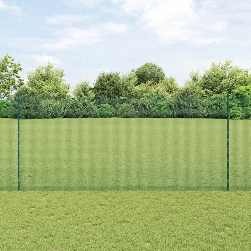 vidaXL Kerítés oszlopokkal Zöld 1.4 x 10 m Acél