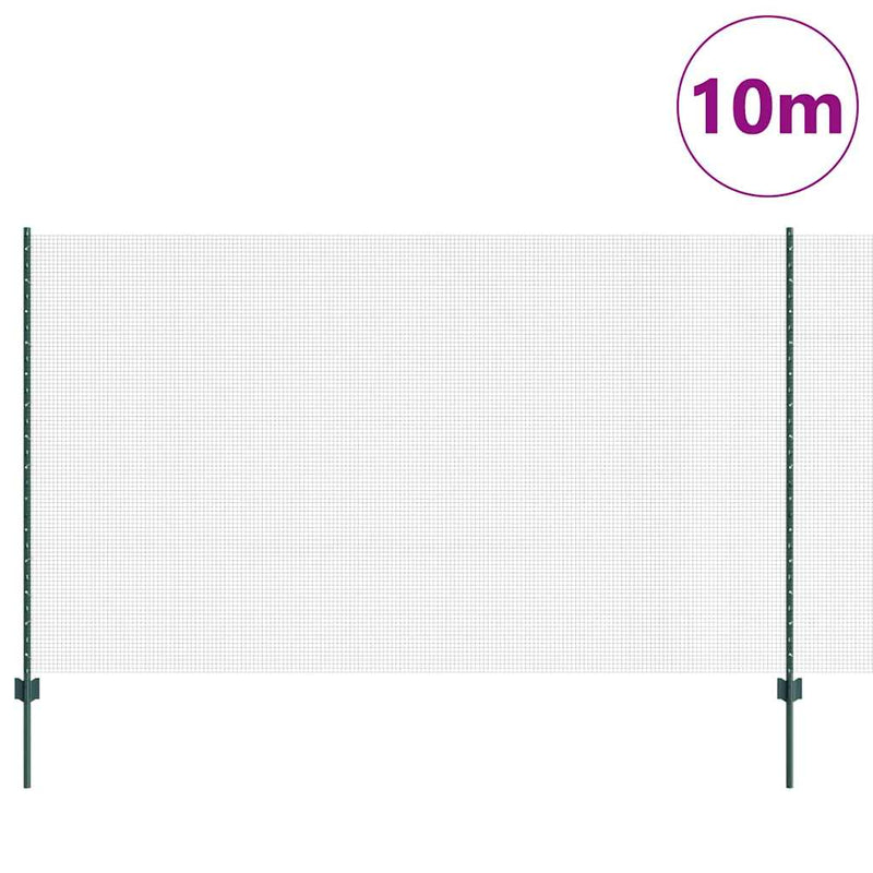 vidaXL Kerítés oszlopokkal Zöld 1.4 x 10 m Acél