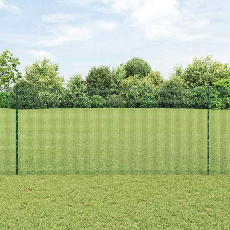 vidaXL Kerítés oszlopokkal Zöld 1.4 x 10 m Acél