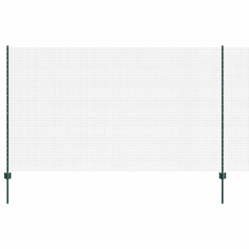 vidaXL Kerítés oszlopokkal Zöld 1.4 x 10 m Acél
