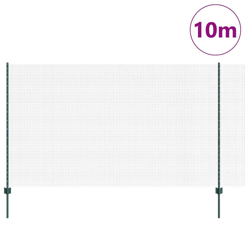 vidaXL Kerítés oszlopokkal Zöld 1.4 x 10 m Acél