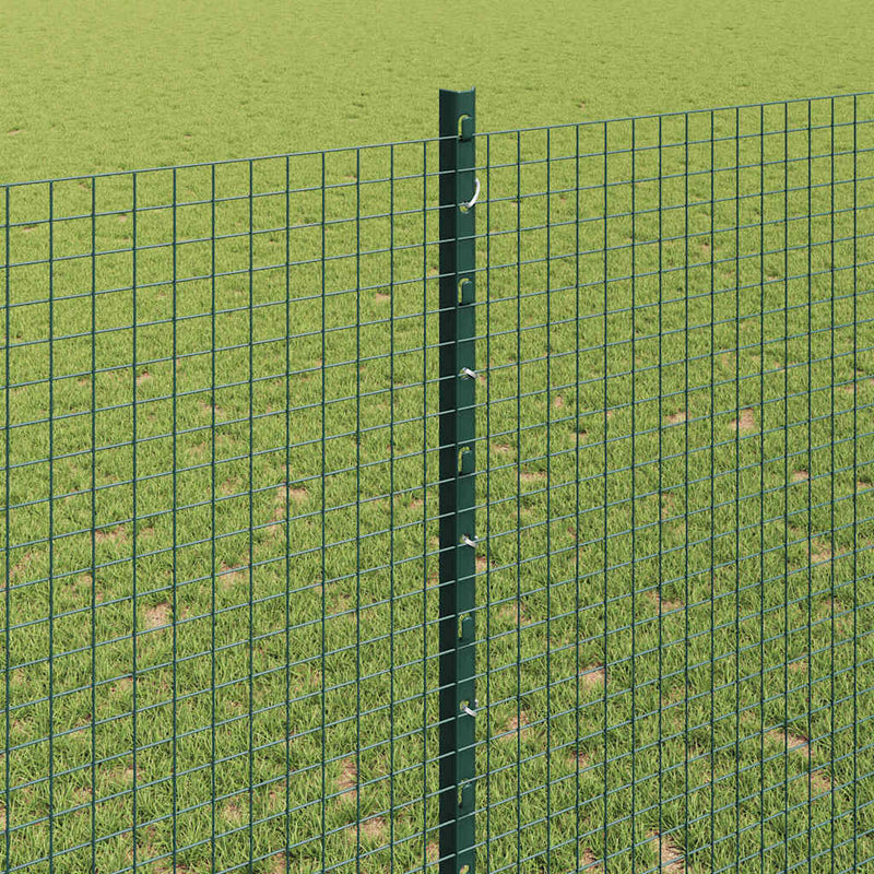 vidaXL Kerítés oszlopokkal Zöld 1.4 x 10 m Acél