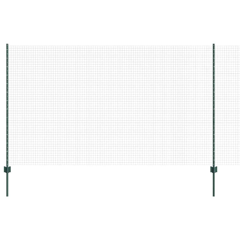 vidaXL Kerítés oszlopokkal Zöld 1.4 x 10 m Acél