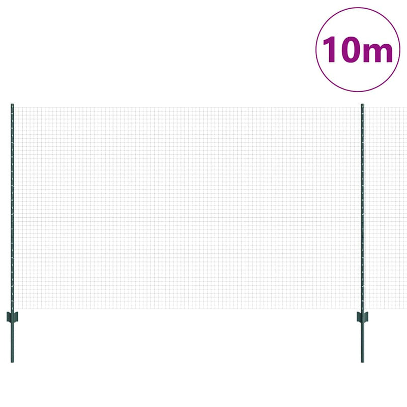 vidaXL Kerítés oszlopokkal Zöld 1.4 x 10 m Acél
