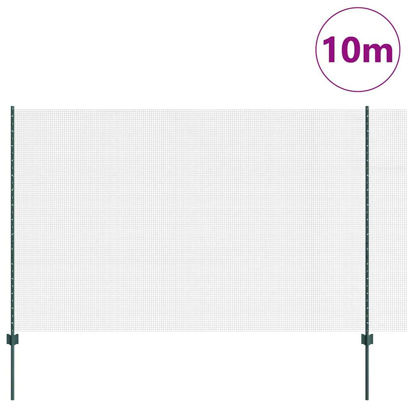 vidaXL Kerítés oszlopokkal Zöld 1.5 x 10 cm Acél