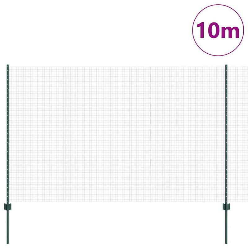 vidaXL Kerítés oszlopokkal Zöld 1.6 x 10 m Acél