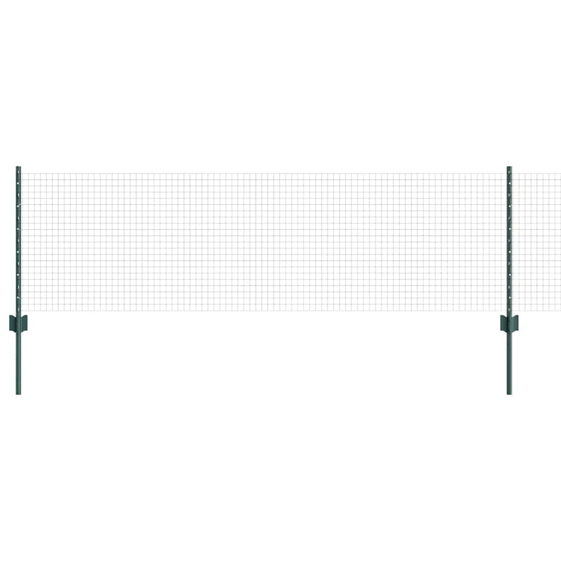 vidaXL Kerítés oszlopokkal Zöld 0,6 x 25 m Acél