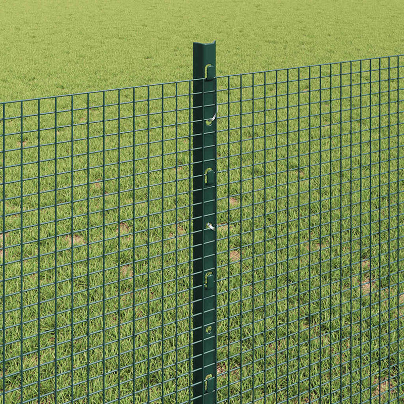 vidaXL Kerítés oszlopokkal Zöld 0.8 x 25 m Acél