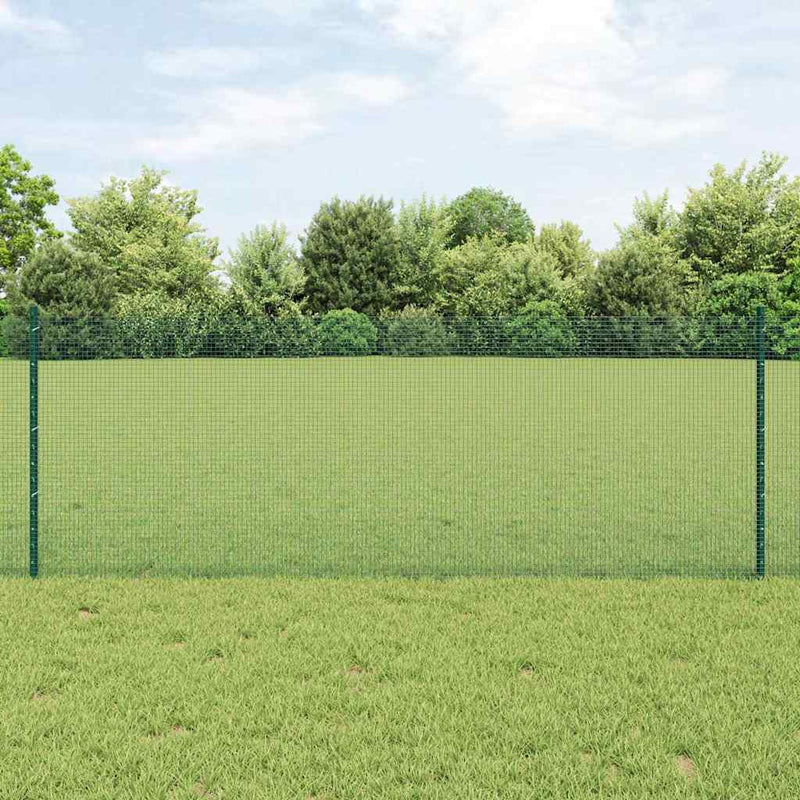 vidaXL Kerítés oszlopokkal Zöld 0.8 x 25 m Acél