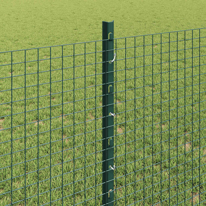 vidaXL Kerítés oszlopokkal Zöld 0.8 x 25 m Acél