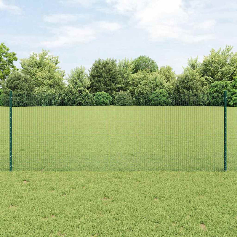 vidaXL Kerítés oszlopokkal Zöld 0.8 x 25 m Acél