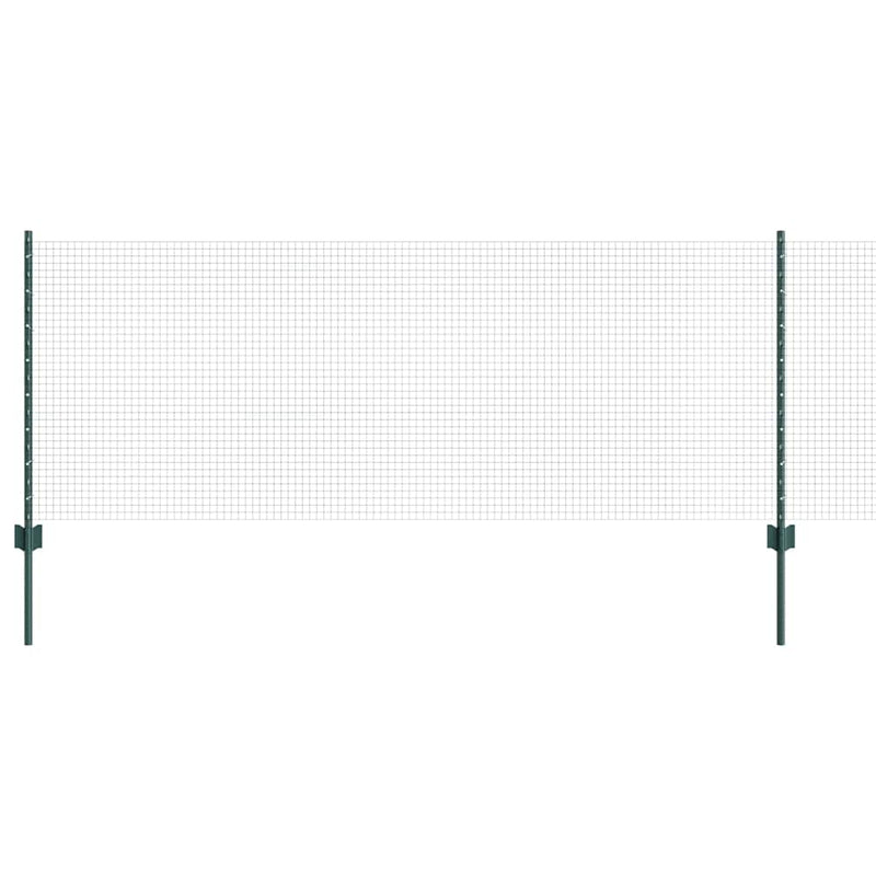 vidaXL Kerítés oszlopokkal Zöld 0.8 x 25 m Acél