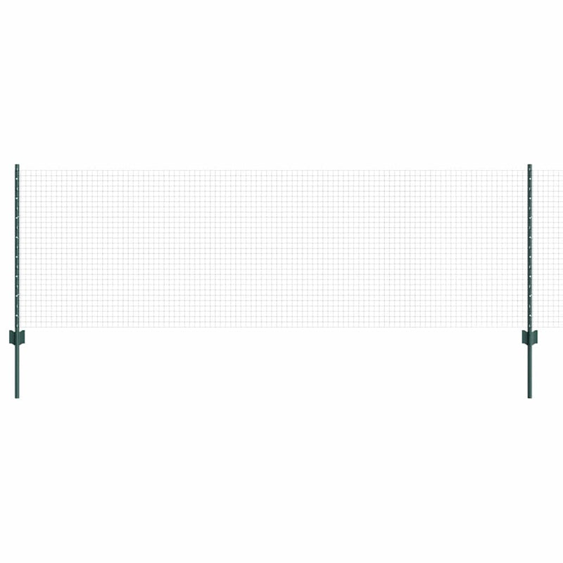 vidaXL Kerítés oszlopokkal Zöld 0.8 x 25 m Acél