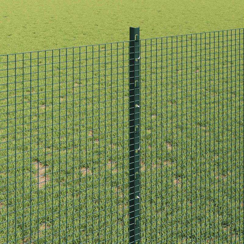 vidaXL Kerítés oszlopokkal Zöld 1 x 25 m Acél