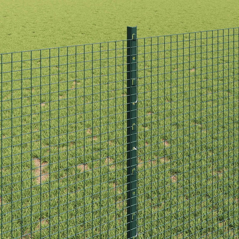 vidaXL Kerítés oszlopokkal Zöld 1 x 25 m Acél