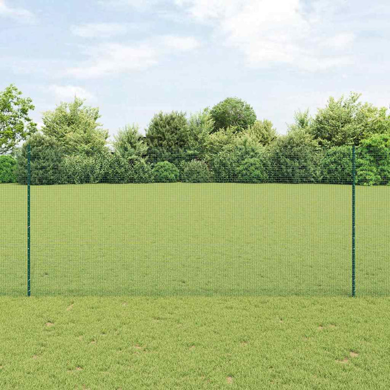 vidaXL Kerítés oszlopokkal Zöld 1.4 x 25 m Acél