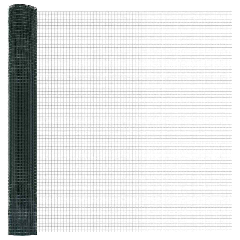 vidaXL Kerítés oszlopokkal Zöld 1.4 x 25 m Acél