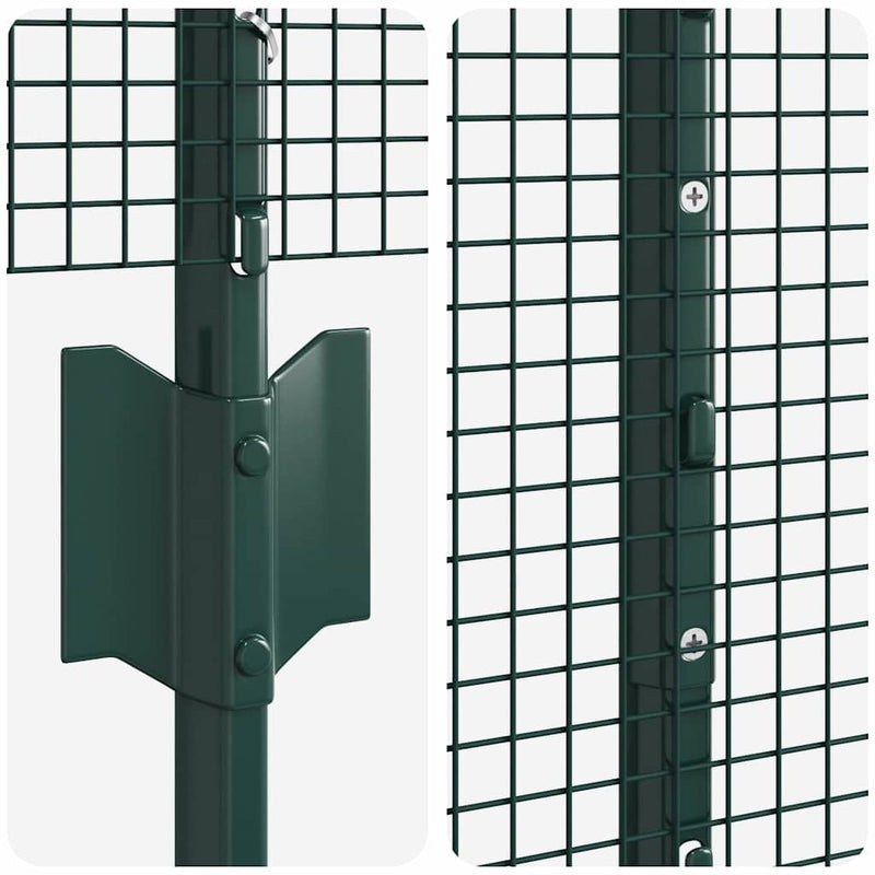 vidaXL Kerítés oszlopokkal Zöld 1.6 x 25 m Acél