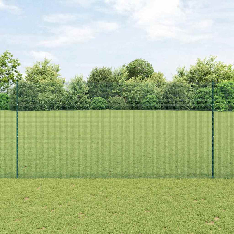 vidaXL Kerítés oszlopokkal Zöld 1.6 x 25 m Acél