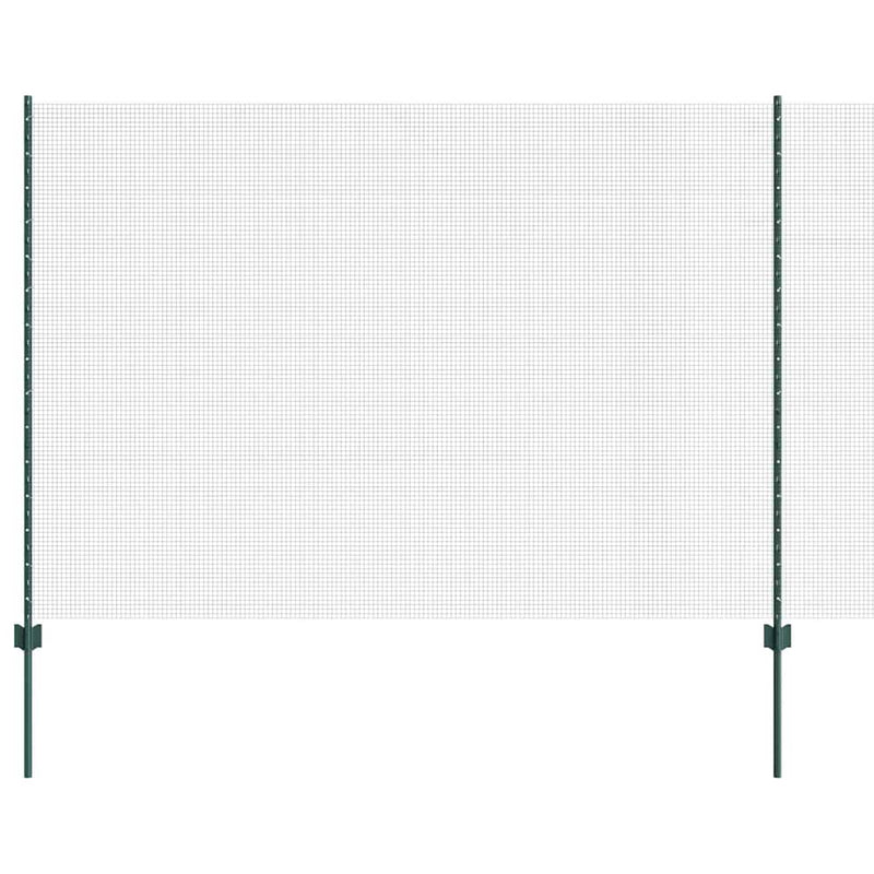 vidaXL Kerítés oszlopokkal Zöld 1.6 x 25 m Acél