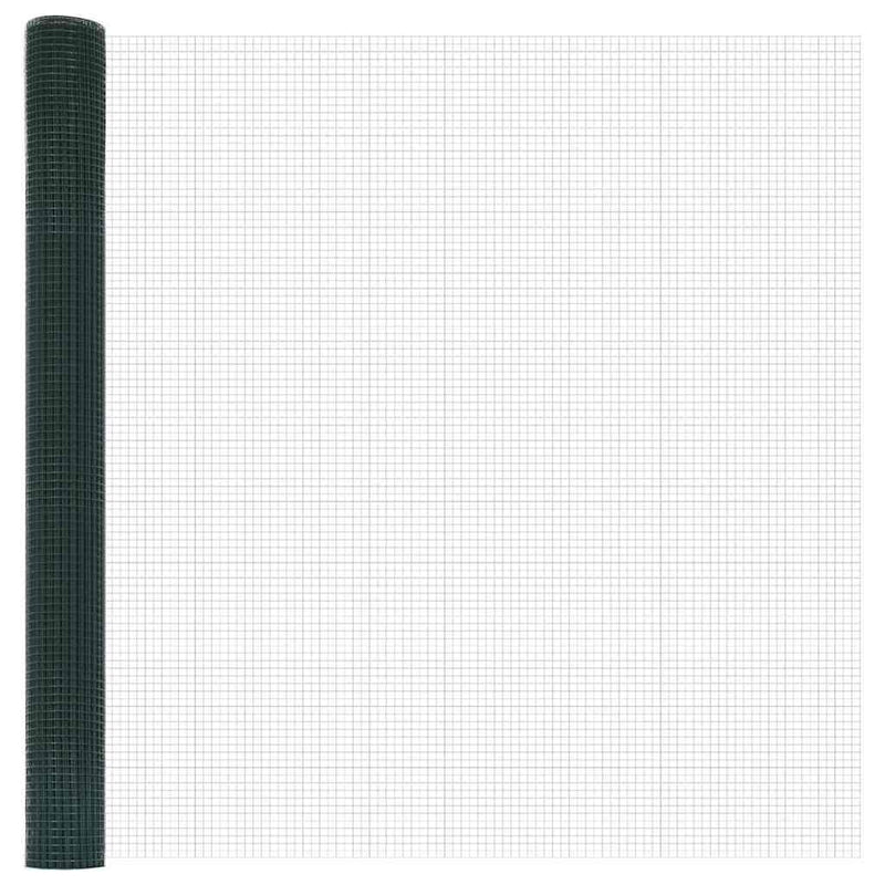 vidaXL Kerítés oszlopokkal Zöld 1.6 x 25 m Acél