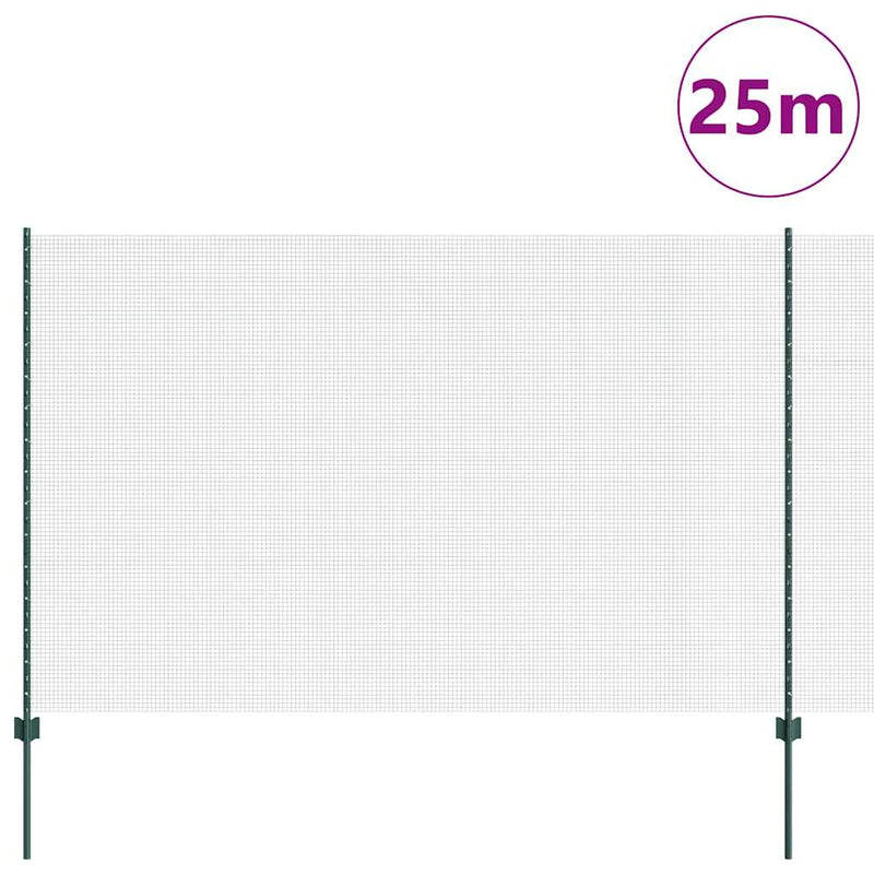 vidaXL Kerítés oszlopokkal Zöld 1.6 x 25 m Acél